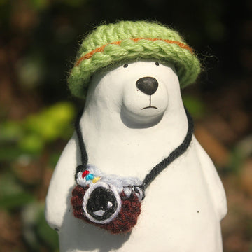 Handmade Polar Bear Ceramic Figurine, Home Ornaments